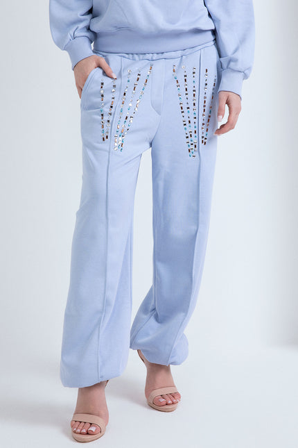 NORMAL FIT SWEATSHIRT WITH SKY CRYSTALS