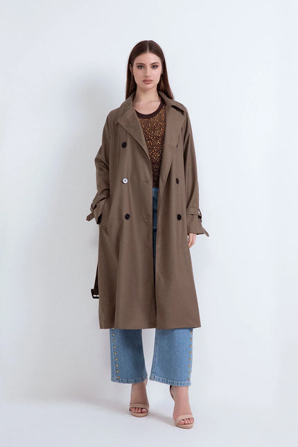 TRENCH OVERSIZE CON BOTTONI E BORCHIE ORO