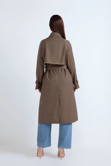 TRENCH OVERSIZE CON BOTTONI E BORCHIE ORO