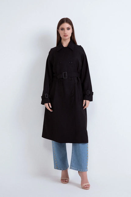 TRENCH OVERSIZE CON BOTTONI E BORCHIE ORO