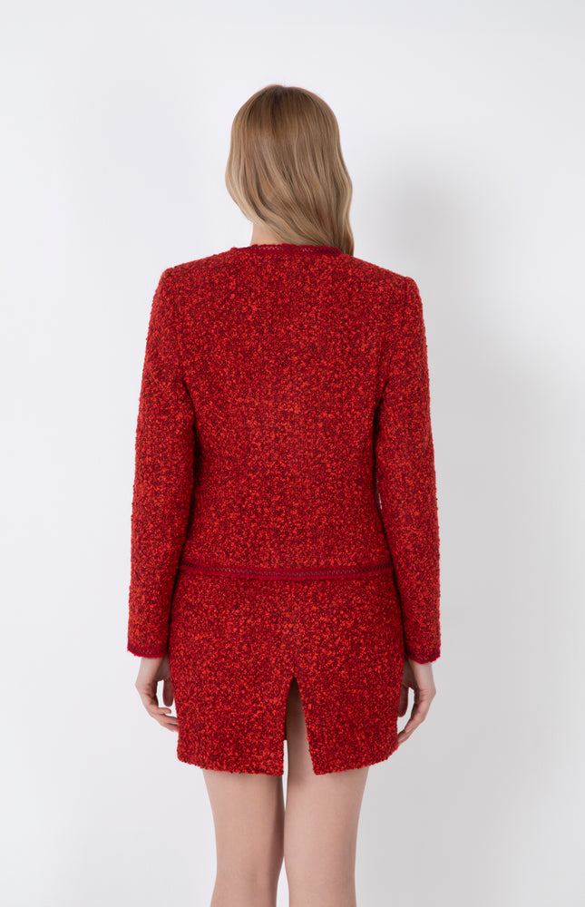 TWEED PENCIL SKIRT WITH BUTTONS AND POCKETS