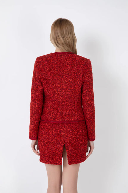 TWEED PENCIL SKIRT WITH BUTTONS AND POCKETS