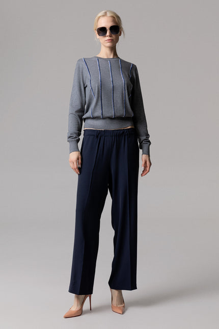 Normal fit Pullover in Maglia con Strisce Strass for everyday casual styling