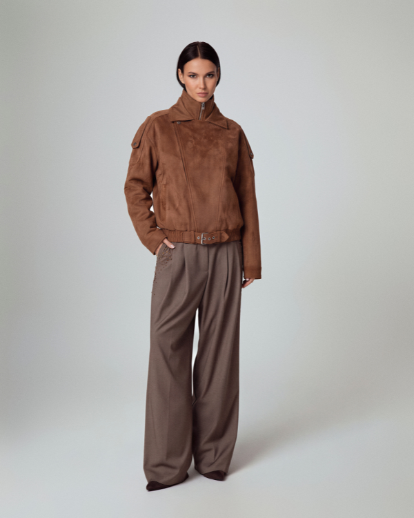 GIACCA OVERSIZE ECO-SUEDE CON TASCHE E ZIP