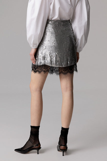 SEQUIN AND LACE WRAP SKIRT