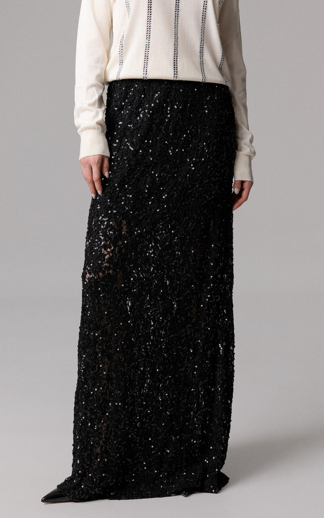 GONNA LUNGA CON PAILLETTES E PIZZO