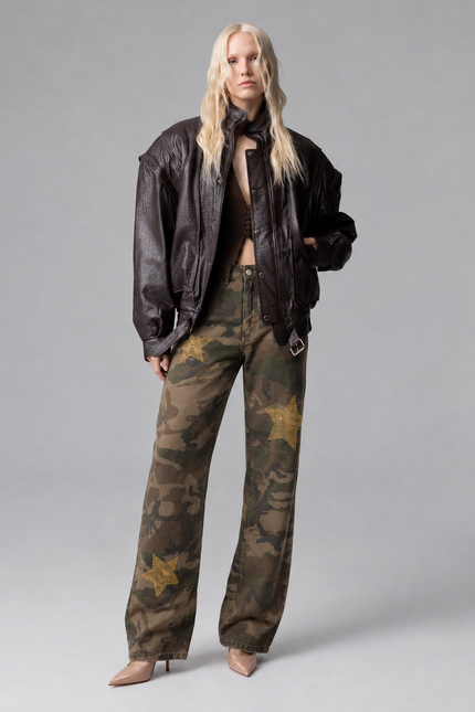 JEANS APPLICAZIONE STELLA GOLD MIMETICO
