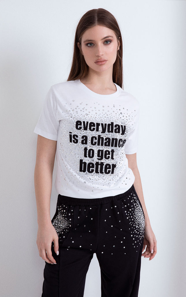 T-SHIRT N.Y. STRASS SCRITTA