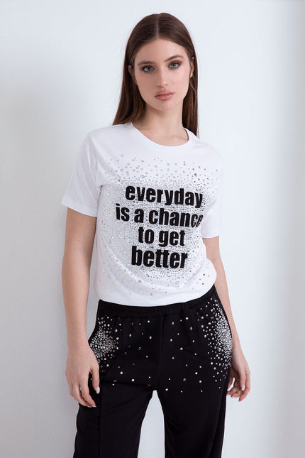 T-SHIRT N.Y. STRASS SCRITTA
