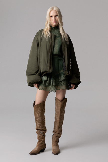 BOMBER OVERSIZE IN NYLON VERDE MILITARE
