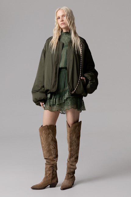 BOMBER OVERSIZE IN NYLON VERDE MILITARE