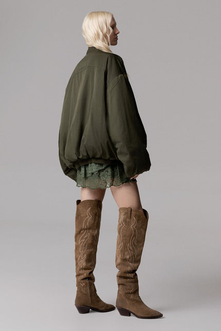 BOMBER OVERSIZE IN NYLON VERDE MILITARE