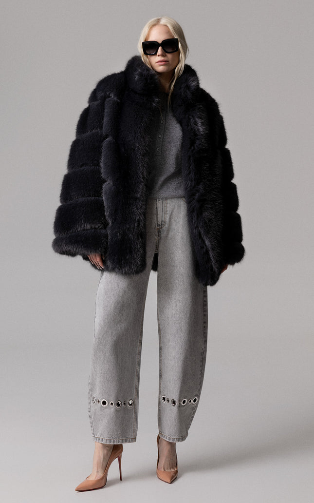 OVERSIZE FAUX FUR COAT WITH POCKETS