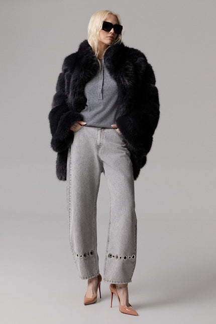 OVERSIZE FAUX FUR COAT WITH POCKETS
