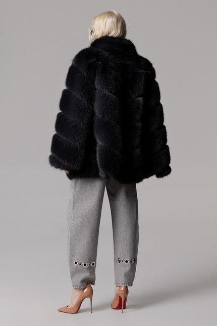 OVERSIZE FAUX FUR COAT WITH POCKETS