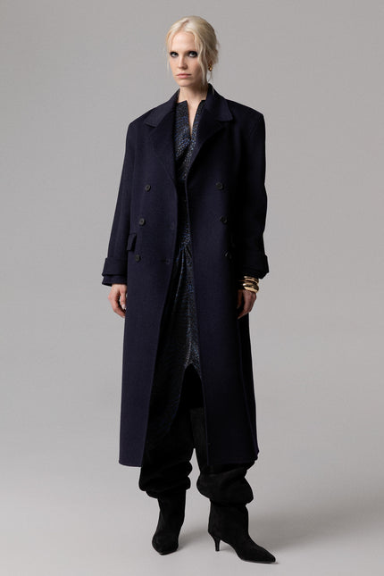 100% WOOL OVERSIZED COAT WITH REMOVABLE SCARF