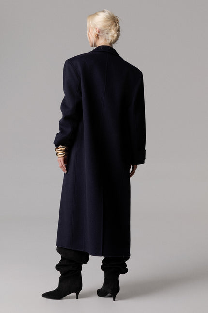 100% WOOL OVERSIZED COAT WITH REMOVABLE SCARF