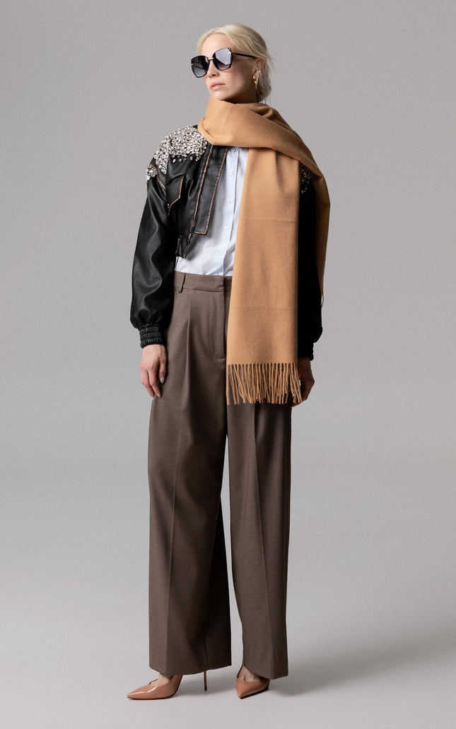 BOMBER  ECO‐PELLE STRASS RICAMATI A MANO