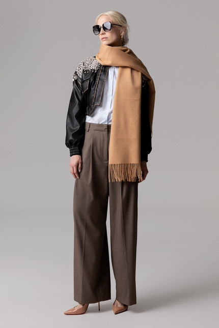 BOMBER  ECO‐PELLE STRASS RICAMATI A MANO