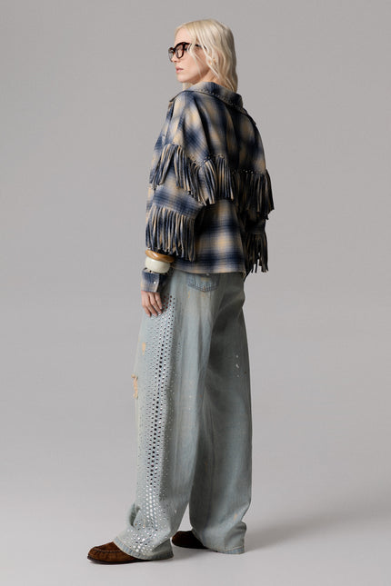 GIACCA/CAMICIA FANTASIA CHECK CON FRANGE E BORCHIE