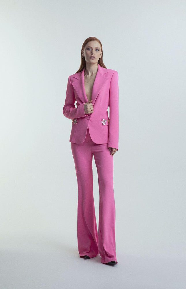 ELEGANT FLARED TROUSERS IN FUCHSIA TECHNICAL FABRIC