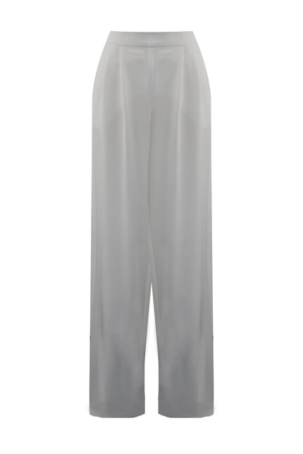 Pantaloni dritti a vita alta con pieghe sul davanti Made in Italy.