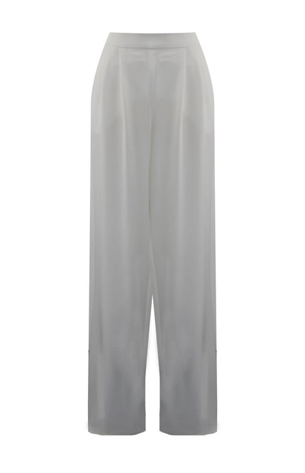 Pantaloni dritti a vita alta con pieghe sul davanti Made in Italy.