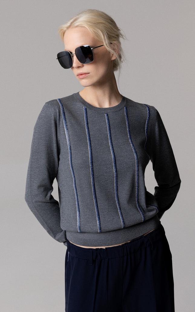 Women's Pullover in Maglia con Strisce Strass for women