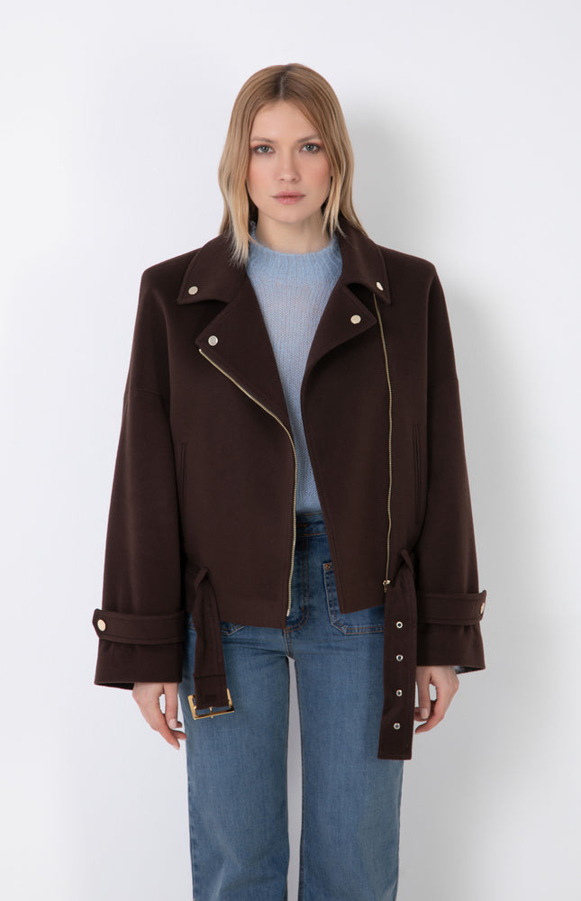 CAPPOTTO BIKER OVERSIZE CON SPALLINE