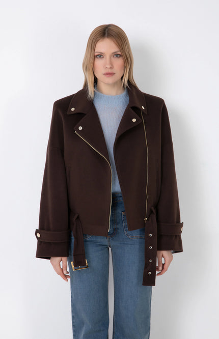 CAPPOTTO BIKER OVERSIZE CON SPALLINE