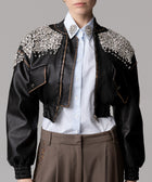 BOMBER  ECO‐PELLE STRASS RICAMATI A MANO