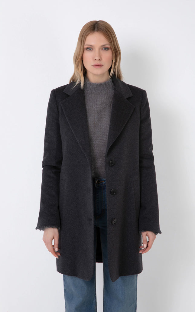 CAPPOTTO DRITTO MISTO CASHEMERE CON TASCHE