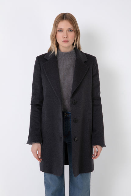 STRAIGHT CASHMERE BLEND COAT WITH POCKETS