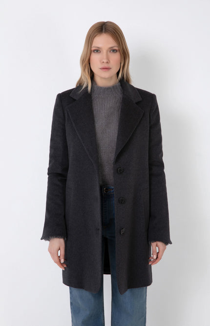 STRAIGHT CASHMERE BLEND COAT WITH POCKETS