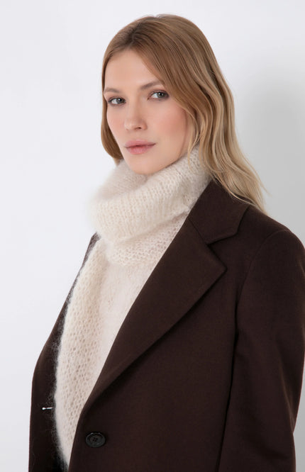 STRAIGHT CASHMERE BLEND COAT WITH BUTTONS AND POCKETS