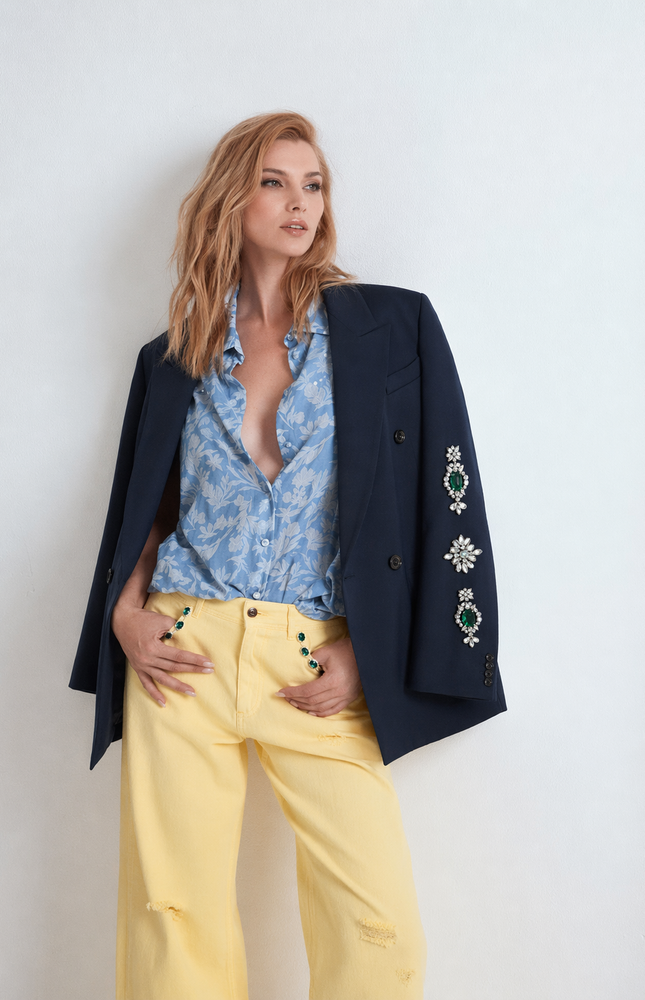 BLAZER ANDRE' SARTORIALE FIT OVERSIZE E RICAMO GIOIELLO