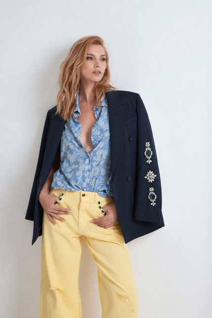 ANDRE' OVERSIZED TAILORED BLAZER WITH JEWEL EMBROIDERY