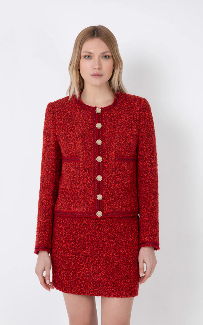 TWEED PENCIL SKIRT WITH BUTTONS AND POCKETS