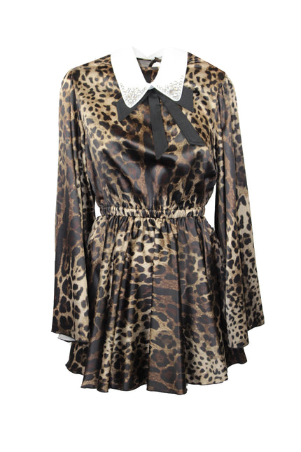 DRESS WITH FULL SKIRT, WIDE SLEEVES AND REMOVABLE COLLAR