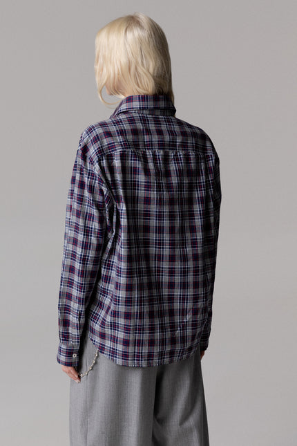 Oversize CAMICIA MOTIVO CHECK E STRASS SU TASCHE for Sale