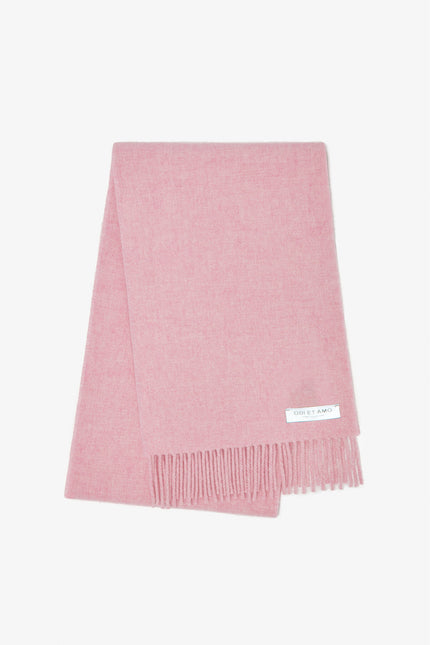 Sciarpa rosa cipria donna 100% lana di agnello con frange ODI ET AMO