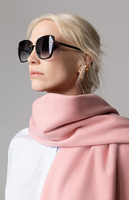 Sciarpa rosa donna in lana di agnello firmata invernale con frange