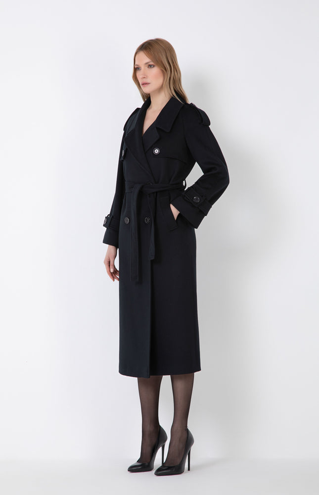 CAPPOTTO TRENCH MISTO CASHMERE NORMAL FIT CON BOTTONI E TASCHE