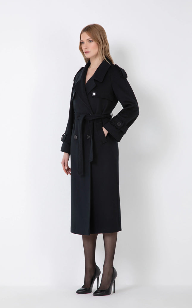 CAPPOTTO TRENCH MISTO CASHMERE NORMAL FIT CON BOTTONI E TASCHE