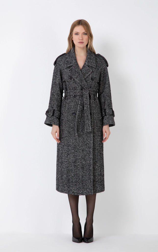 CAPPOTTO TRENCH IN MISTO CASHMERE SPIGATO CON BOTTONI E TASCHE