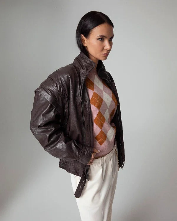 BOMBER OVERSIZE VERA PELLE MANICHE REMOVIBILI
