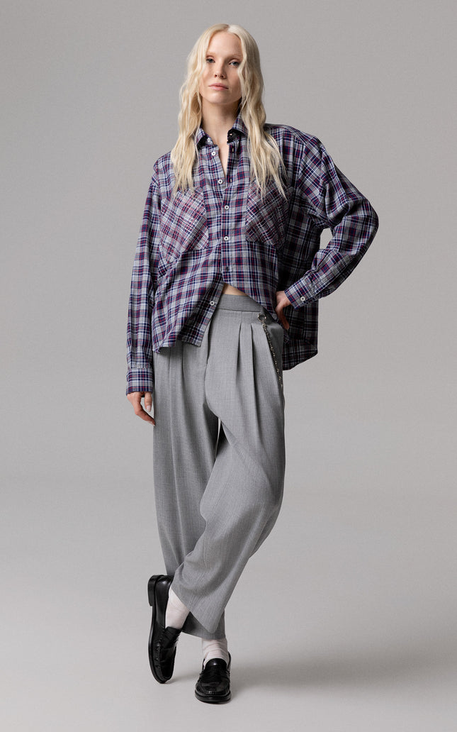 : Women's CAMICIA MOTIVO CHECK E STRASS SU TASCHE