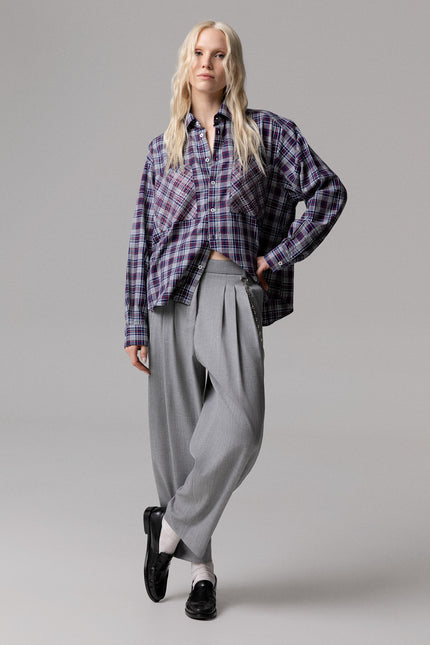 : Women's CAMICIA MOTIVO CHECK E STRASS SU TASCHE