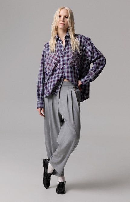: Women's CAMICIA MOTIVO CHECK E STRASS SU TASCHE
