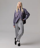 CAMICIA OVERSIZE TARTAN IN COTONE CON TASCHE STRASS